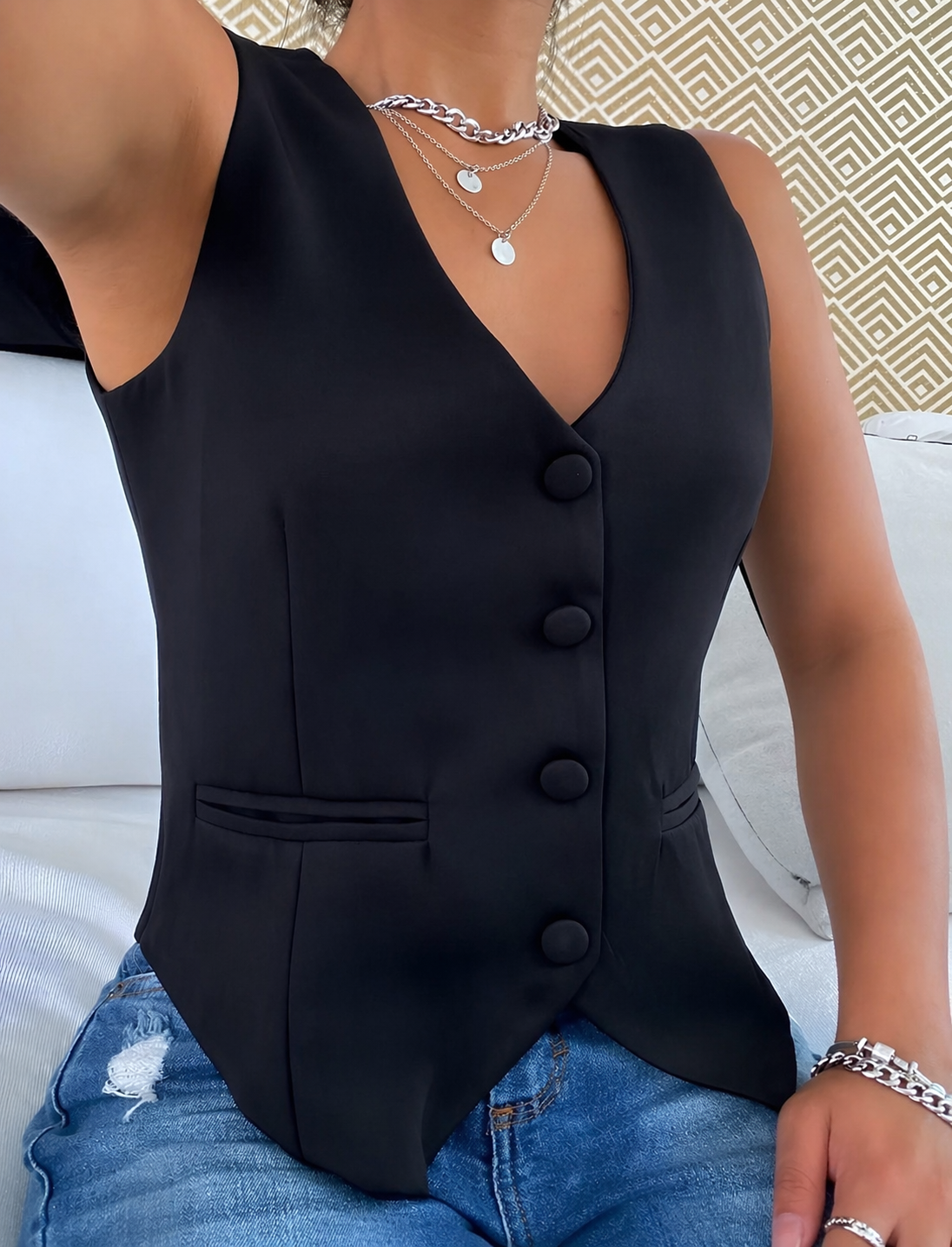 Blusa Colete em Alfaiataria