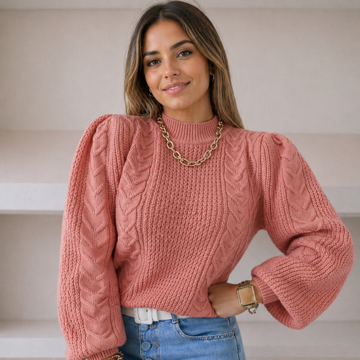 Blusa Manga Longa de Tricôt Modelo Tranças