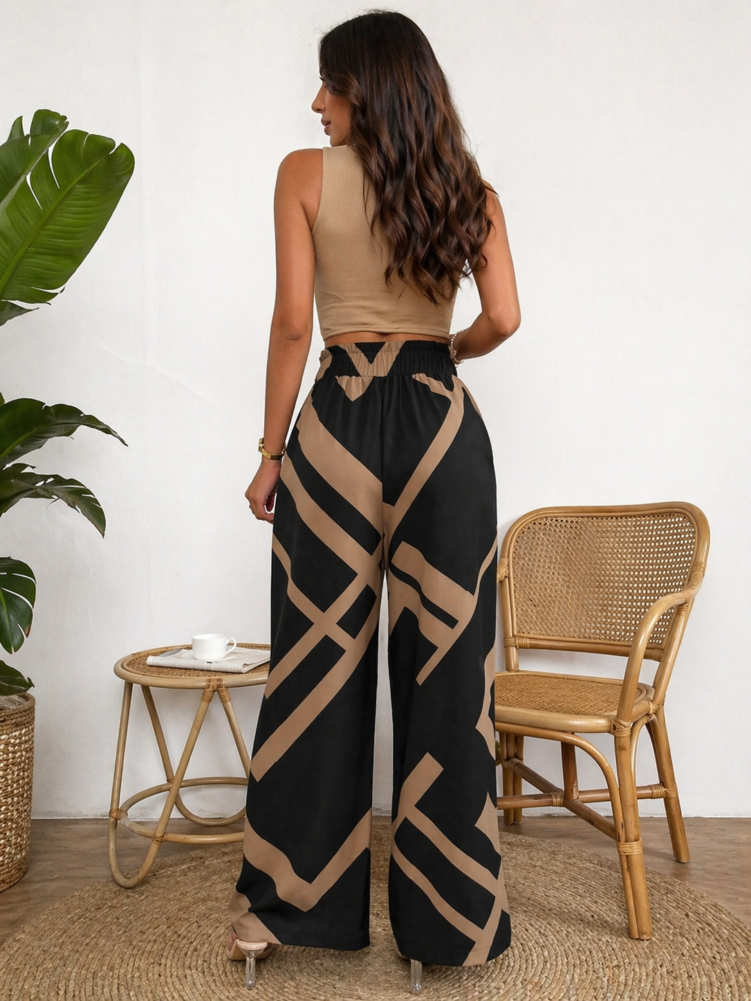 Calça Pantalona Com Cinto
