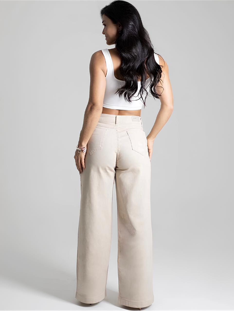 Calça Jeans Feminina Pantalona