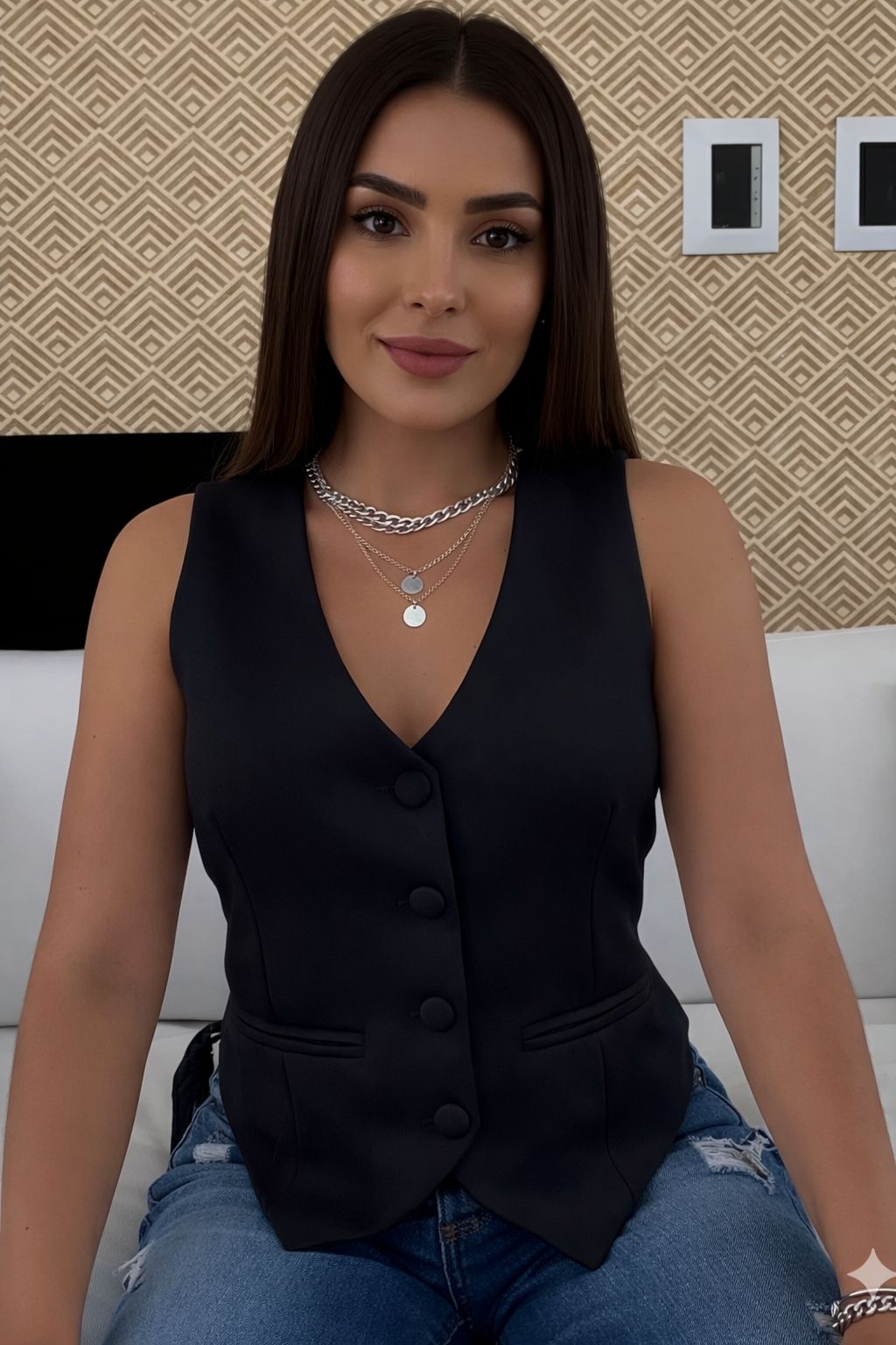 Blusa Colete em Alfaiataria