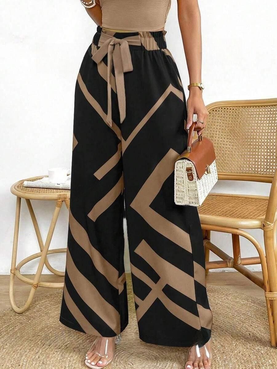 Calça Pantalona Com Cinto