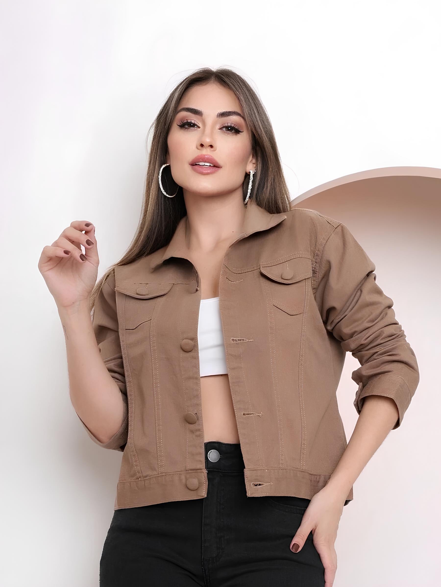 Jaqueta Feminina Jeans Colorida