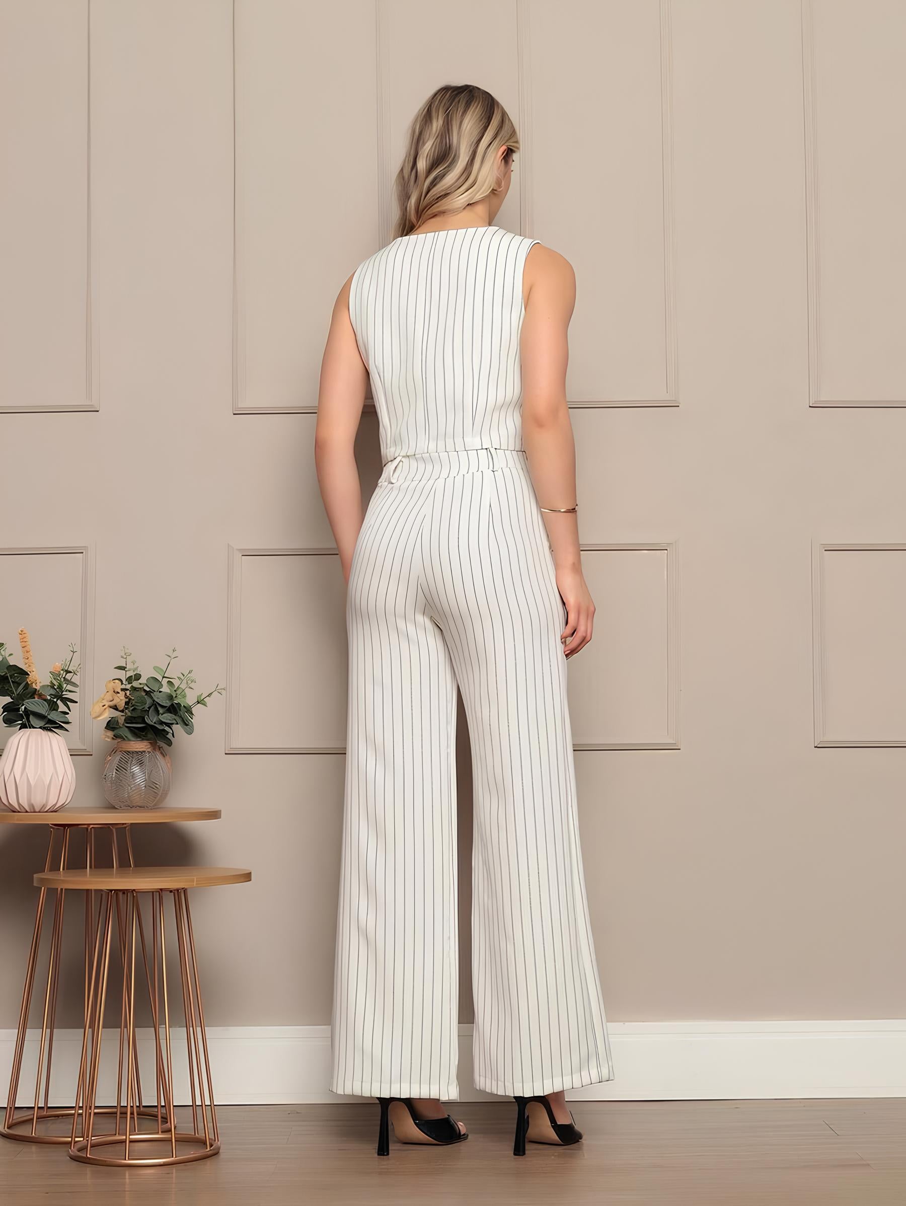 Conjunto Alfaiataria Colete e Calça com Listras