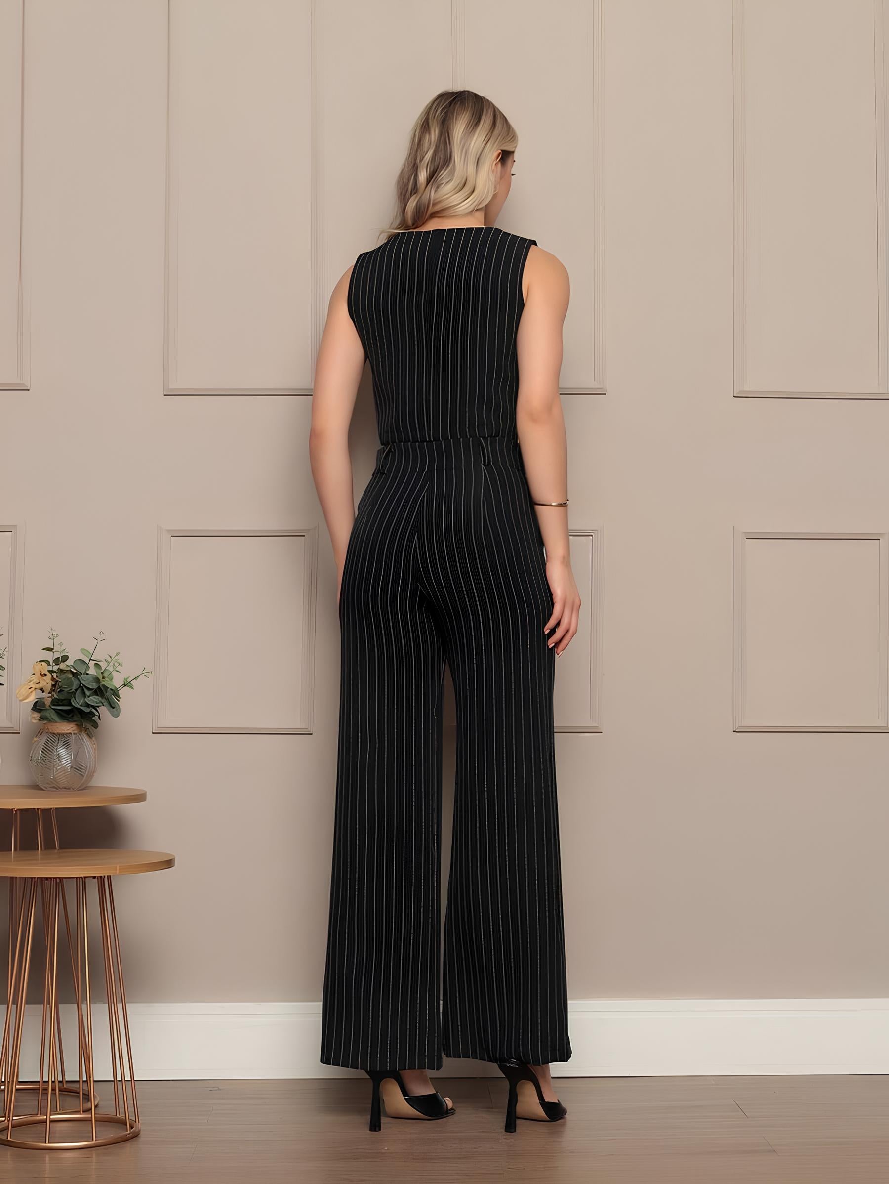 Conjunto Alfaiataria Colete e Calça com Listras